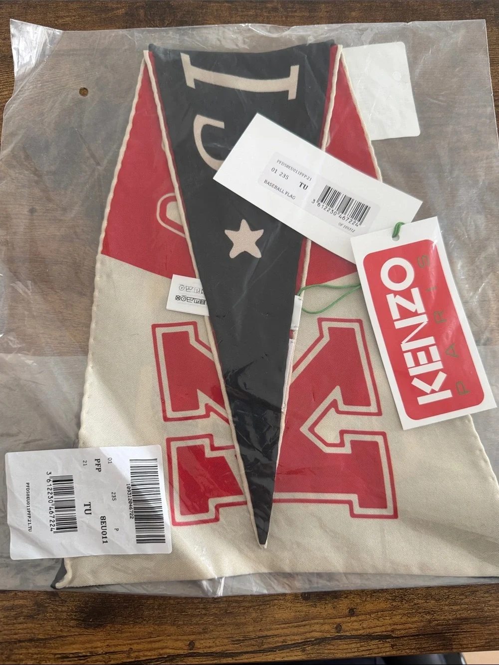 Kenzo Baseball Flag 100% Silk Scarf NWT